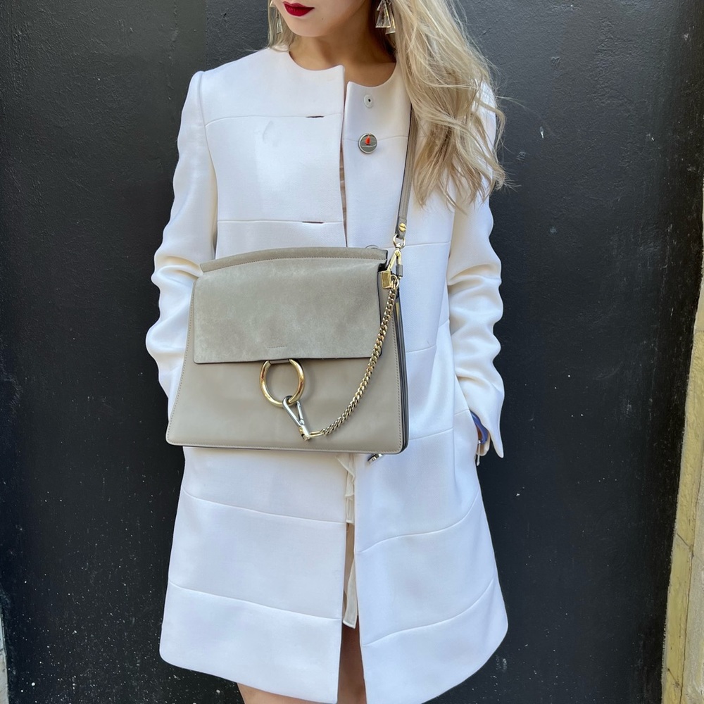 Sale❣️Chloe Faye Shoulder Bag Leather and Suede Medium